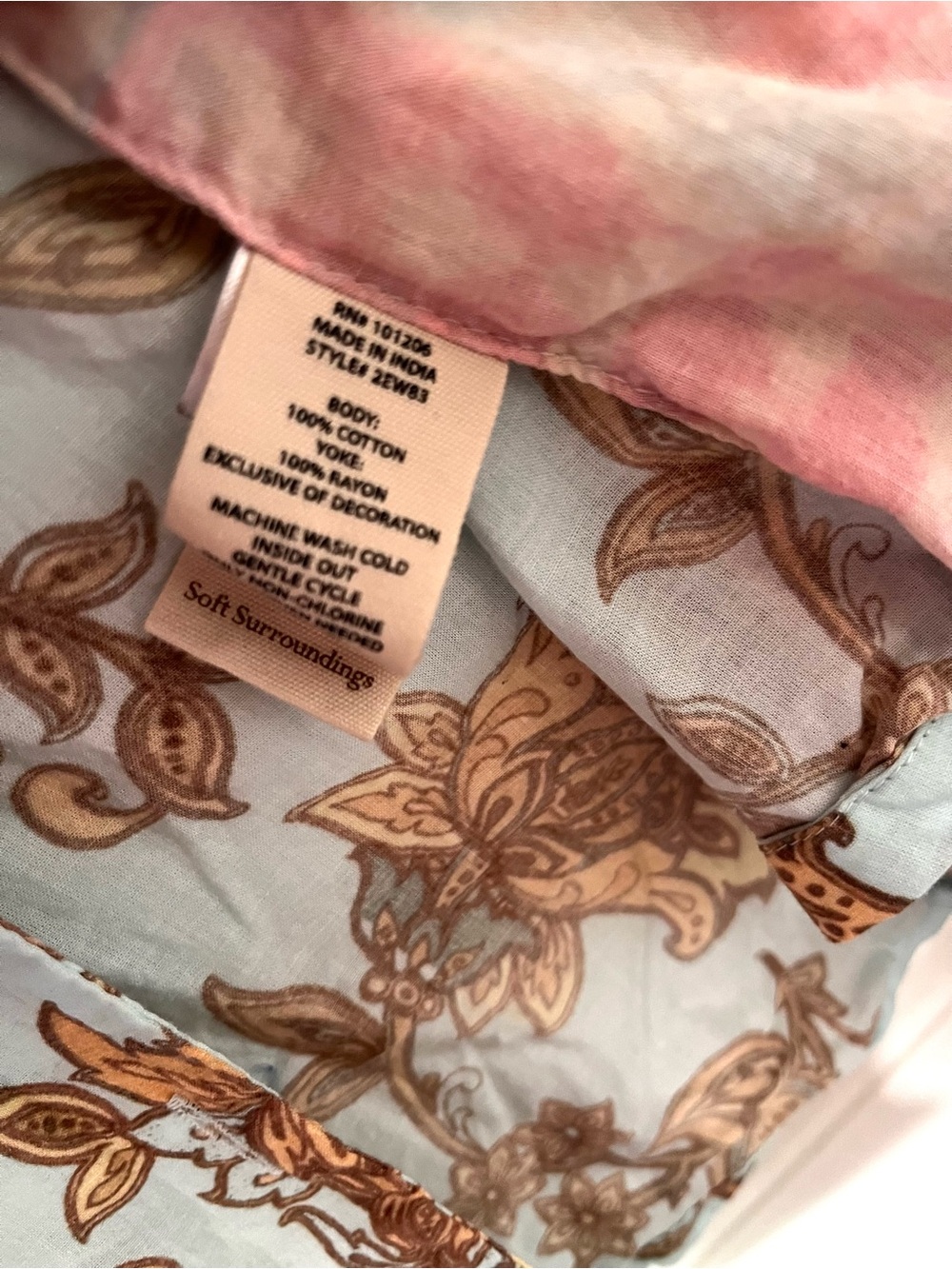 Soft Surroundings Embroidered Pastel Plaid & Stripe Mixed-Print Shirt - Picture 3 of 8